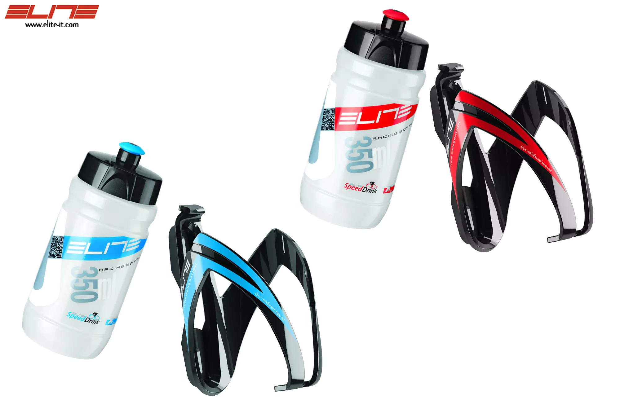 Elite Kit CEO - Trinkflasche + Halter-Set 350 ml  blau oder rot