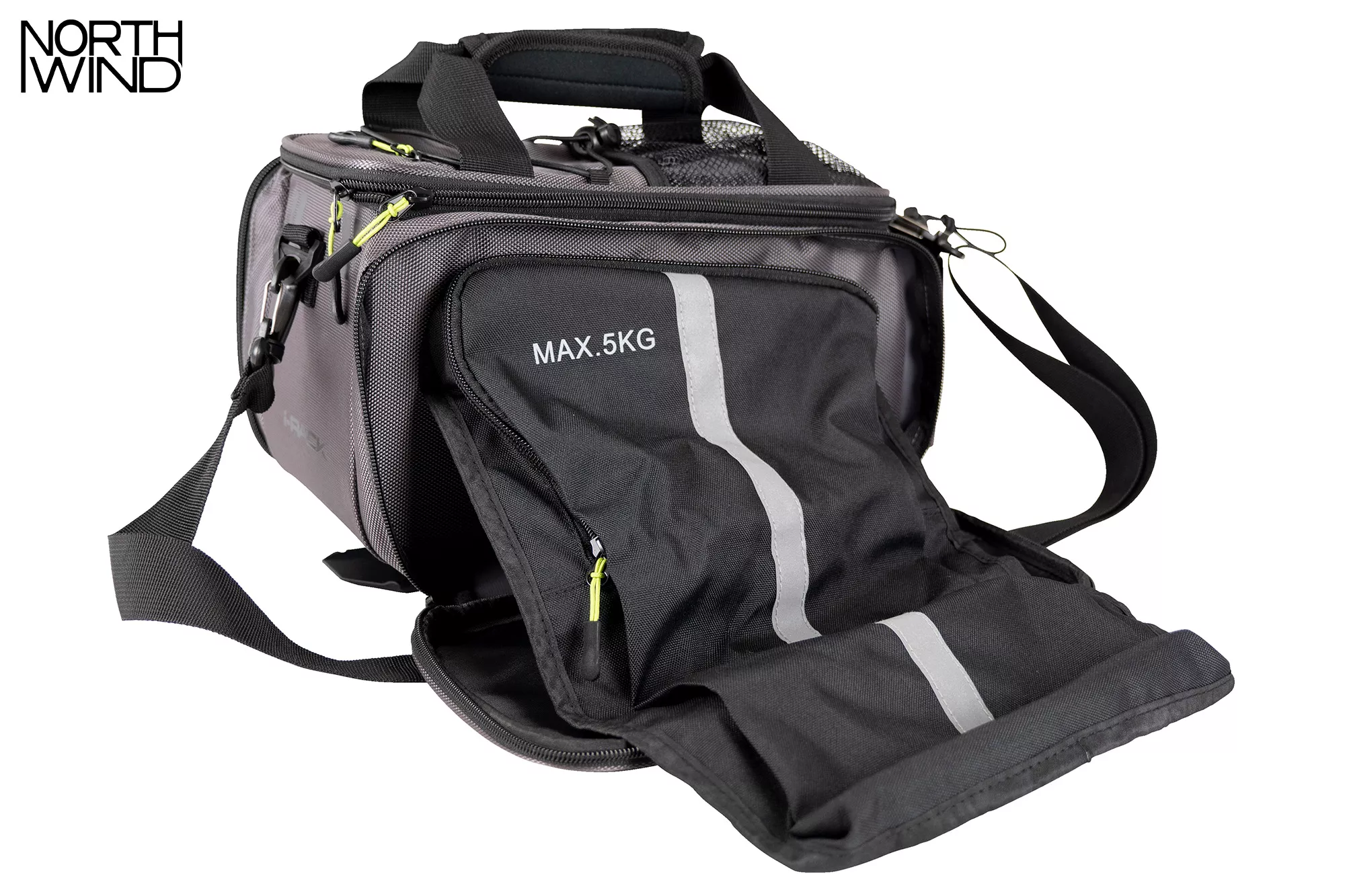 NORTHWIND "Touring" Smartbag - grau / lime - Gepäckträgertasche i-Rack II